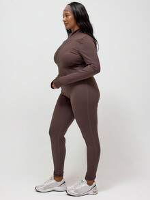 MUSERA Plus Size BBL Active Jacket And Leggings Set Co-Ord Active Gym Workout Casual Sonder - Brown - View 2