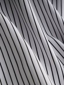 EMERY ROSE Plus Size Women Patchwork Striped Long Sleeve Button Design Casual Shirt Business Casual Women Shirts Office Blouses Blouses For Women Elegant Classy Shirts Elegant Shirts - Royal Blue - View 4