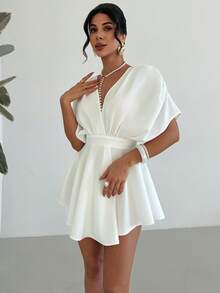 Firerie Women's Casual And Elegant Asymmetrical Mini Skirt / Valentine's Day Dress / Birthday Dress / Beach Vacation Dress / Music Festival / Party Dress / Pretty Dress / Summer Dress / Elegant Party Dresses / Beach Dresses / Wedding Guest Dress For Women / Vacation Dress / White Dress - White - View 5