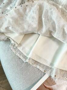 GlowEve CURVE Áo kiểu nữ cỡ lớn phong cách Pháp tối giản, cổ đứng, viền ren, tua rua, đính sequin, tay dài, chất liệu chiffon, thích hợp cho tiệc tùng, đám cưới, họp mặt, du lịch, lễ hội âm nhạc và các dịp thường ngày khác. - Màu be - Xem 7