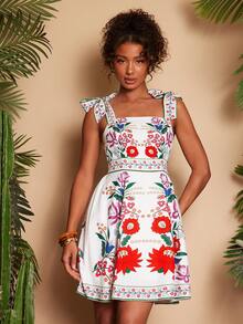 Travachic Women's Floral Print Twist Front Casual Cami Mini Dress - Multicolor - View 3