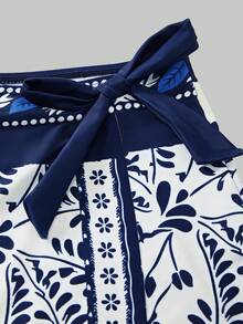 26SS Spring/Summer Vacation Beach Mature Elegant BOHO Parrot Print 3 Pieces Set: Skirt, Swimwear, 2026 New Women's Swimwear ArrivalFor School, Suitable For Holiday, Date, Afternoon Tea, Western, Cruise, Beach, Island, Road Trip, All Seasons, Music Festival, Boho Vacation, Bohemian Vacation, Chill Autumn , Western Boho , Elegant Tops For Women Swimwear 3 Pieces Set Swim Oasis 3 Pieces Set Beach Skirt Set Beach Set For Women S Sets For Summer Women's Sets For Summer - Blue - View 5