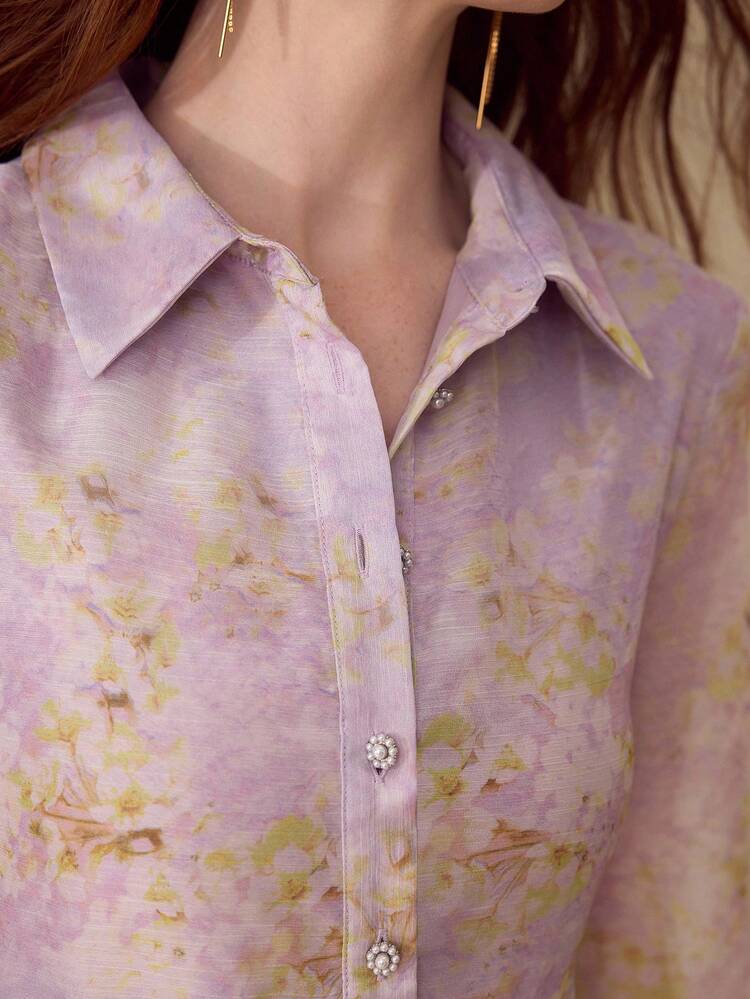 WOMEN'S LONG FLORAL PRINT ELEGANT A-LINE DRESS, SPRING/SUMMER