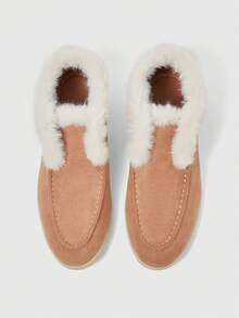 Sleekvia Women's Plush Lining Casual Versatile Flat Shoes - Dusty Pink - View 10