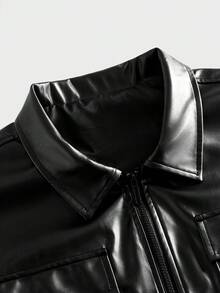 EASEVO Chaqueta con cremallera y bolsillo con solapa para hombre de talla grande, de verano y estilo urbano - Negro - Ver 4