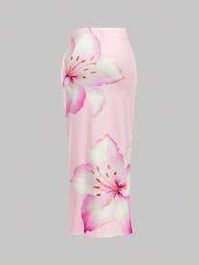 SHEIN MOD 梦幻浪漫粉色碎花无肩带上衣和半身裙套装，扭结设计——适合花园茶会、约会、派对、女士春夏装、春假、度假、野餐、节日、生日等场合。 - 粉色 - 查看 6