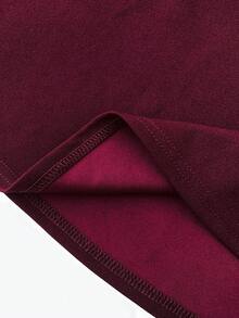 SHEIN Teen Girls' Burgundy Knit Halter Neck Sleeveless Cinched Waist A-Line Party Dress With Beaded Design, Fashionable - Burgundy - View 5