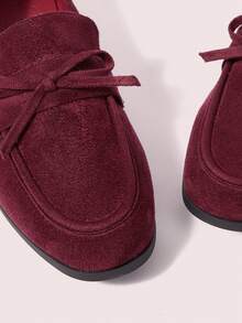 CUCCOO DOLLMOD Round Toe Comfortable Black Bow-Knot Patent Leather Fashionable Ladies Flat Shoes Spring Shoes Spring Break Easter Valentine's Day - Burgundy - View 8