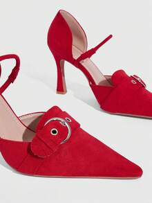 CUCCOO SZL Women's Fashionable, Versatile, Elegant, Minimalist Pumps For Commuting - Red - View 9