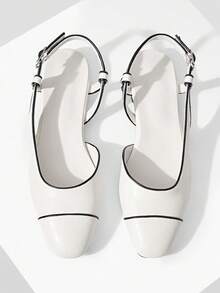 Mnmlis Women's Casual Buckle Design Flat Loafers Valentine's Day - White - View 5