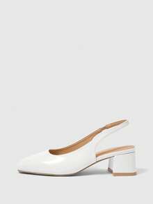 Sleekvia Giày nữ mũi vuông, gót thấp vừa phải, màu be, quai hậu, kiểu dáng cổ điển đơn giản, thời trang, thoải mái, phù hợp đi làm, đi mua sắm. Giày bệt nữ quai hậu, giày slingback, thích hợp cho ngày Valentine. - Màu trắng ngà voi - Xem 10