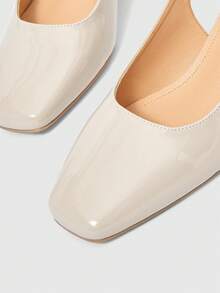 Sleekvia Chaussures femme à bout carré, talon court et moyen, bride arrière abricot. Classique, simple, mode de base, confortable, polyvalent, idéal pour le travail, les courses. Chaussures plates avec bride arrière, sans rembourrage - Abricot profond - Voir 8