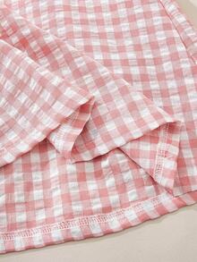 Souflis Souflis Summer Dresses New French Retro Patchwork Floral Collar Rabbit & Floral Embroidery Comfortable Pink Plaid Dress - Pink - View 8