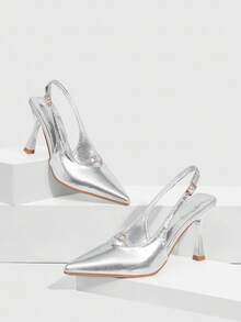 CUCCOO SZL Women's Silver Pointed Toe Buckle Design Elegant High Heels - Silver - View 4