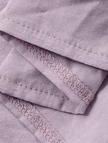 DAZY 可爱荷叶边灯笼袖宽松女士睡衣套装 - 紫色 - 查看 9