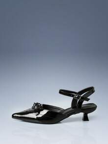 CUCCOO GRLICON Tacones altos con hebilla y decoración de tachuelas para mujer - Negro - Ver 2