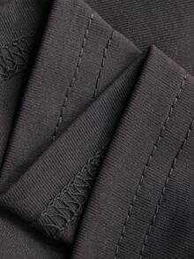 DAZY Áo thun tay ngắn dáng rộng, phối lưới, in chữ và họa tiết hổ, dành cho bé gái tuổi teen, thích hợp mặc mùa hè. - Xám - Xem 7