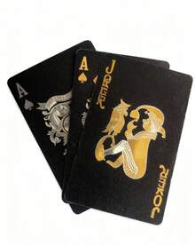 POKOJA LAND - BESTSELLERS 1副高级黑色扑克牌 - 豪华扑克牌 - 金色箔片装饰 - 专业品质 - 赌场风格 - 送给扑克玩家的礼物 - 黑色 - 查看 7