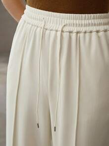 MOTF PREMIUM WOMEN'S NEW KNITTED DRAWSTRING WAIST SIDE SLIT WIDE LEG BREATHABLE COMFORTABLE PANTS, SPRING/SUMMER - Apricot - View 2