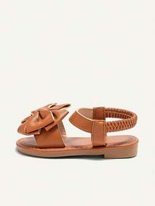 Cozy Pixies 1 Pair Of Summer Cute Girl Fun Princess Outdoor Big Bow Idyllic Vacation Fashion Versatile Party Party Children Flat Sandals - Brown - View 3