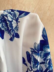 Soleia 女士波点V领镂空腰A字迷你连衣裙，适合派对、圣诞节、约会、夜店、波西米亚风、度假、秋季等场合。 - 藍白色 - 查看 7