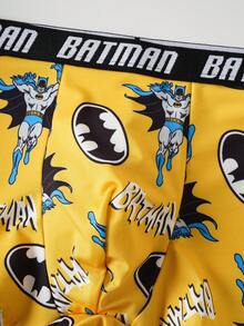 BATMAN X SHEIN 男士舒适柔软透气卡通图案字母条纹平角内裤 - 黃色 - 查看 5