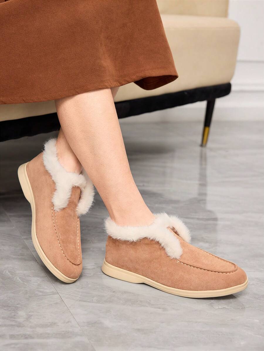 Sleekvia Women's Plush Lining Casual Versatile Flat Shoes - Dusty Pink - View 1