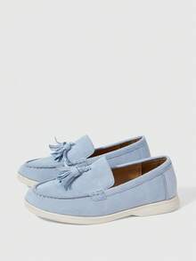 Sleekvia 女士休闲流苏设计套脚乐福鞋，适合日常穿着 - 淺藍色 - 查看 10