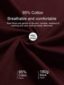 SHEIN EZwear Áo liền thân dài tay nữ, 95% cotton, màu đỏ tía. - Màu Đỏ Sâu - Xem 3