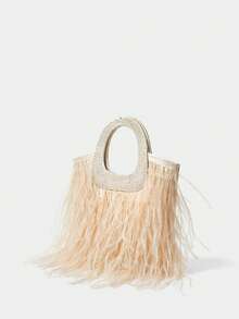 SHECARRY Bolso de mano mini de moda, elegante y versátil bolso de hombro cruzado con cadena para mujer - Albaricoque - Ver 5