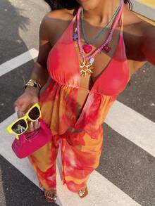 Slaydiva New Women's Tankini Printed 3 PiecesPants Tankini Beach Outfit - Multicolor - View 5
