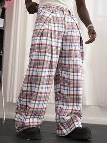 GALLERY FADE Men's Casual Plaid White Denim Jeans, Street Fashion