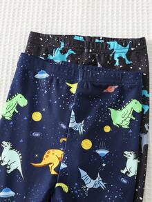 Cozy Pixies 4件套男婴卡通动物夜光圆领长袖上衣和松紧腰长裤贴身睡衣套装 - 彩色 - 查看 6