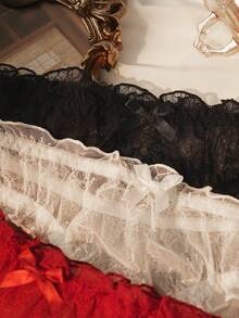 Seduluxe 3pcs/Set Plus Size Women's Fashion Ruffle Trim Bow Decor Lace Panties - Multicolor - View 5