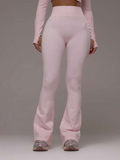 Musera Sport Pantalones acanalados de cintura alta con campana para yoga, pilates, pádel, tenis, pickleball, gimnasio y fitness de invierno