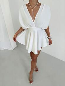 Firerie Women's Casual And Elegant Asymmetrical Mini Skirt / Valentine's Day Dress / Birthday Dress / Beach Vacation Dress / Music Festival / Party Dress / Pretty Dress / Summer Dress / Elegant Party Dresses / Beach Dresses / Wedding Guest Dress For Women / Vacation Dress / White Dress - White - View 10