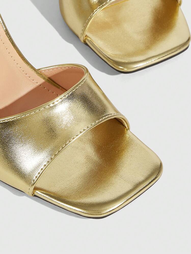 CUCCOO SZL Women's Square Toe Buckle Design Fashionable Elegant High Heel Sandals Valentine's Day