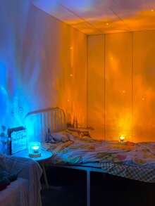 1PC C-Shaped Round Night Light Crystal Lamp, Creative Bedside Lamp With Rotating Water Wave Effect, Flame Atmosphere Light, 16-Color Diamond Effect, Remote Control, RGB Rotating Water Ripple Design, Suitable For Children's Room, Bedroom, Corridor - اسطوانة المياه تموج المحيطة ضوء USB المكونات في نموذج - مشاهدة 8