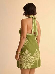CAJUNI Đầm in họa tiết không tay cỡ lớn dành cho nữ - Màu vàng - Xem 2