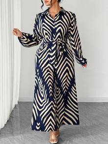 Elenzga Mono informal con estampado abstracto y tirantes con lazo para mujer talla grande - Multicolor - Ver 6