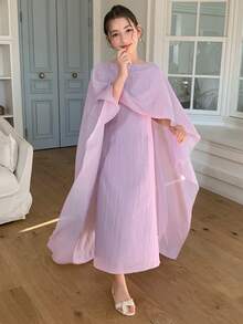 Dazy Kids Tween Girl Solid Color Round Neck Ruffle Hem Elegant Dress - Purple - View 6