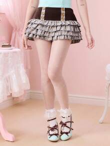 ROMWE Kawaii 可爱学院风撞色格纹迷你裙女款 - 彩色 - 查看 7