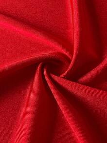 Viva Relle Valentine's Day Elegant V-Neck Sequin Fabric Flattering Fit Ruffle Hem High Slit Sexy Party Dress, Unique Design, Red Slim Fit Sophisticated Style, Plus Size Long Maxi Dress - Red - View 6