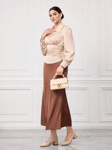 Sleekvia Apricot Square Toe Chunky Heel Buckle Mary Jane Elegant Versatile Women High Heel Shoes, Spring/Autumn Valentine's Day - Apricot - View 10