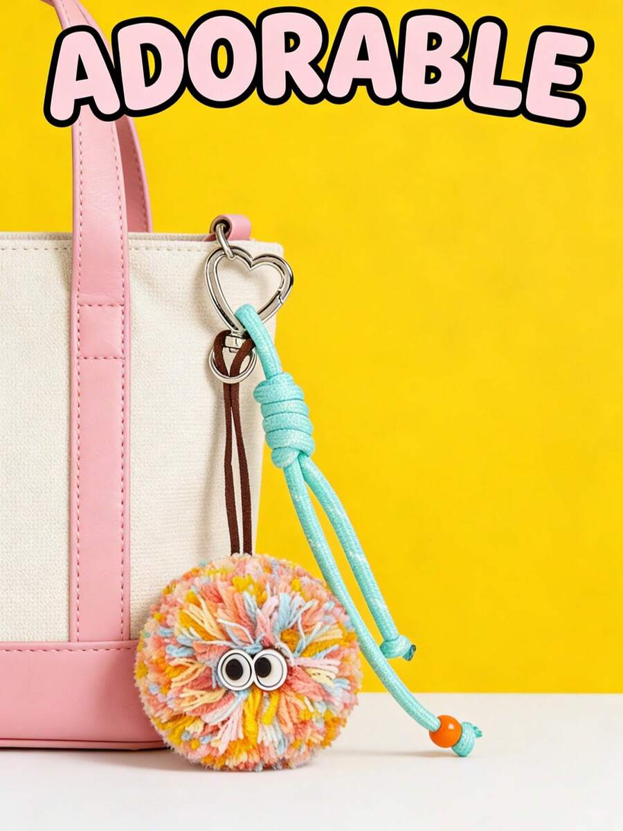 POKOJA LAND Breloc colorat cu pom-pom, pandantiv drăguț cu frânghie țesută și accesoriu pentru telefon - Multicolor - Vizualizare 1