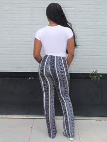 Steph T Women's Casual Geometric Print Leggings - Black - View 2