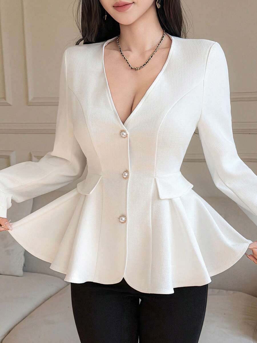 Women's White Jacket, Shiny, Elegant For Casual, Party, Wedding, Spring/Summer - White - View 1