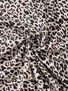 SHEIN PETITE Petite Women's Sexy Leopard Print Waist Cinched A-Line Short Dress - Multicolor - View 5