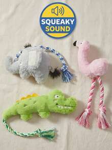 PETSIN 1pc Hemp Rope Grinding Dog Toy With Sound Training, Bite Resistant Toy, Teddy Bear, Small Dog, Pet Dog Toy, Simulation Elephant, Simulation Animal Toy - Multicolor - View 6