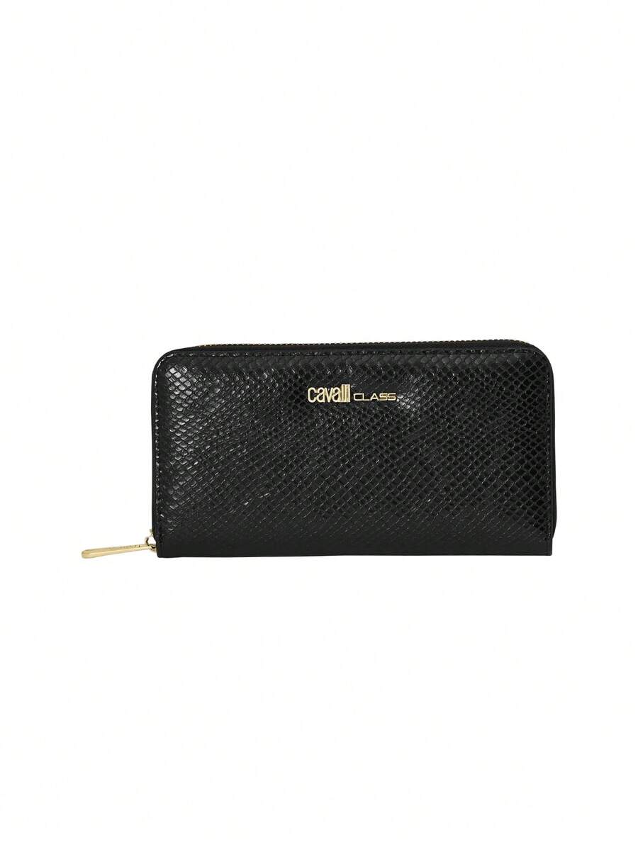 Cavalli Class Women's Snake Print Wallet Small Black - 黑色 - 查看 1